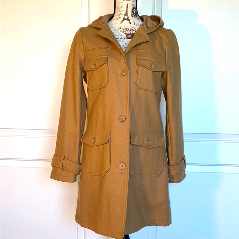 OLD NAVY HOODED WOOL BLEND COAT